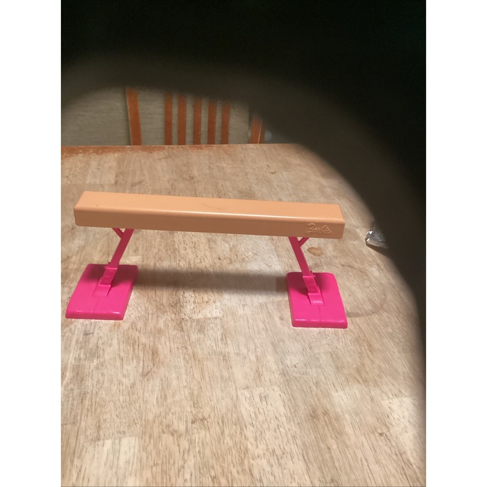 Barbie Gymnast Balance Beam Gymnastics Pink Brown Mattel 11" Long x 5" Tall
